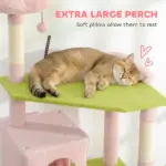 74" Flower Cat Tree, Large Cat Tower with Scratching Post and Board for Indoor Cats, Pink - Image 5