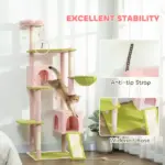 74" Flower Cat Tree, Large Cat Tower with Scratching Post and Board for Indoor Cats, Pink - Image 7