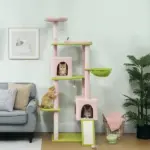 74" Flower Cat Tree, Large Cat Tower with Scratching Post and Board for Indoor Cats, Pink - Image 10