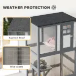 74" Wooden Outdoor Cat House Catio with High Weight Capacity, Cat Cage Condo, Light Gray - Image 5