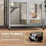 74" Wooden Outdoor Cat House Catio with High Weight Capacity, Cat Cage Condo, Light Gray - Image 6