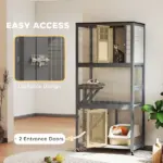 74" Wooden Outdoor Cat House Catio with High Weight Capacity, Cat Cage Condo, Light Gray - Image 7