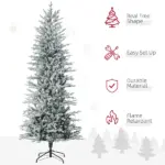 HOMCOM 7.5 ft Flocked Christmas Tree Pre Lit, with Snow Branches, Warm Yellow Clear Lights, Auto Open, Extra Bulb - Image 4