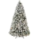 7.5 ft Flocked Christmas Tree, Prelit Artificial Trees with 500 Clear Lights, 1530 Tips and Metal Stand for Holiday Party - Image 11
