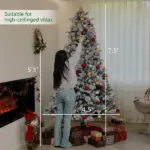 7.5 ft Flocked Christmas Tree, Prelit Artificial Trees with 500 Clear Lights, 1530 Tips and Metal Stand for Holiday Party - Image 3