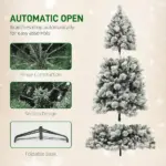 7.5 ft Flocked Christmas Tree, Prelit Artificial Trees with 500 Clear Lights, 1530 Tips and Metal Stand for Holiday Party - Image 7