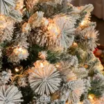 7.5 ft Flocked Christmas Tree, Prelit Artificial Trees with 500 Clear Lights, 1530 Tips and Metal Stand for Holiday Party - Image 9