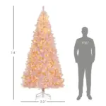HOMCOM 7.5 ft Tall Pre Lit Christmas Tree, Flocked Artificial Tress with 500 Warm White LED Lights and 1346 Tips for Party, Pink - Image 3