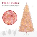HOMCOM 7.5 ft Tall Pre Lit Christmas Tree, Flocked Artificial Tress with 500 Warm White LED Lights and 1346 Tips for Party, Pink - Image 5