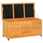 Outsunny 75 Gallon Deck Box Wooden Outdoor Storage Container Aerating Gap Weather-Resistant Yellow