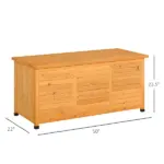 Outsunny 75 Gallon Deck Box Wooden Outdoor Storage Container Aerating Gap Weather-Resistant Yellow - Image 3