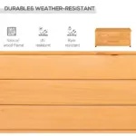 Outsunny 75 Gallon Deck Box Wooden Outdoor Storage Container Aerating Gap Weather-Resistant Yellow - Image 4