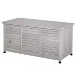 Outsunny 75 Gallon Deck Storage Box Wooden Outdoor Furniture Aerating Gap Weather-Resistant Gray - Image 11