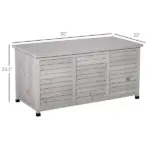 Outsunny 75 Gallon Deck Storage Box Wooden Outdoor Furniture Aerating Gap Weather-Resistant Gray - Image 3