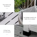 Outsunny 75 Gallon Deck Storage Box Wooden Outdoor Furniture Aerating Gap Weather-Resistant Gray - Image 7