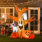7.5' Tall Outdoor Lighted Inflatable Halloween Decoration, Waterproof Haunted Tree with Owl, Ghost and Pumpkins for Garden, Lawn and Party Decor - Image 2