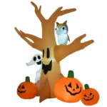 7.5' Tall Outdoor Lighted Inflatable Halloween Decoration, Waterproof Haunted Tree with Owl, Ghost and Pumpkins for Garden, Lawn and Party Decor