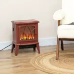HOMCOM 750W/1500W Electric Heater Fireplace, Inserts Electric Wood Fireplace Stove with Realistic Flames and Overheating Protection, Red - Image 2