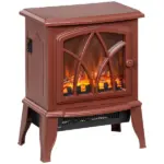 HOMCOM 750W/1500W Electric Heater Fireplace, Inserts Electric Wood Fireplace Stove with Realistic Flames and Overheating Protection, Red - Image 11