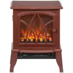 HOMCOM 750W/1500W Electric Heater Fireplace, Inserts Electric Wood Fireplace Stove with Realistic Flames and Overheating Protection, Red