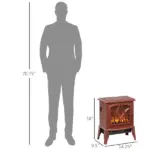 HOMCOM 750W/1500W Electric Heater Fireplace, Inserts Electric Wood Fireplace Stove with Realistic Flames and Overheating Protection, Red - Image 3