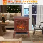 HOMCOM 750W/1500W Electric Heater Fireplace, Inserts Electric Wood Fireplace Stove with Realistic Flames and Overheating Protection, Red - Image 8