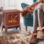 HOMCOM 750W/1500W Electric Heater Fireplace, Inserts Electric Wood Fireplace Stove with Realistic Flames and Overheating Protection, Red - Image 10