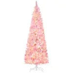 7.5ft Artificial Christmas Tree, Pink Christmas Tree with 350 LED Lights, 700 Branches and Detachable Base, Pre Lit Christmas Tree, Pink