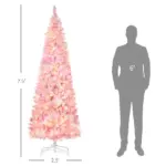 7.5ft Artificial Christmas Tree, Pink Christmas Tree with 350 LED Lights, 700 Branches and Detachable Base, Pre Lit Christmas Tree, Pink - Image 3