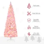 7.5ft Artificial Christmas Tree, Pink Christmas Tree with 350 LED Lights, 700 Branches and Detachable Base, Pre Lit Christmas Tree, Pink - Image 4