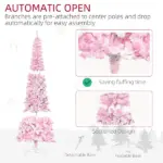 7.5ft Artificial Christmas Tree, Pink Christmas Tree with 350 LED Lights, 700 Branches and Detachable Base, Pre Lit Christmas Tree, Pink - Image 5