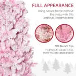 7.5ft Artificial Christmas Tree, Pink Christmas Tree with 350 LED Lights, 700 Branches and Detachable Base, Pre Lit Christmas Tree, Pink - Image 6