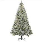 7.5ft Artificial Snow Christmas Tree with Frosted Branches LED Lights Steel Base for Festive Home Decor - Image 11
