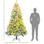 7.5ft Artificial Snow Christmas Tree with Frosted Branches LED Lights Steel Base for Festive Home Decor - Image 3