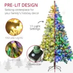 7.5ft Artificial Snow Christmas Tree with Frosted Branches LED Lights Steel Base for Festive Home Decor - Image 4