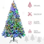 7.5ft Artificial Snow Christmas Tree with Frosted Branches LED Lights Steel Base for Festive Home Decor - Image 5