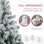 7.5ft Artificial Snow Christmas Tree with Frosted Branches LED Lights Steel Base for Festive Home Decor - Image 6