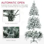7.5ft Artificial Snow Christmas Tree with Frosted Branches LED Lights Steel Base for Festive Home Decor - Image 8