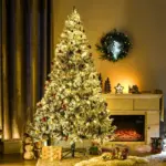 7.5ft Artificial Snow Christmas Tree with Frosted Branches LED Lights Steel Base for Festive Home Decor - Image 10