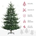 HOMCOM 7.5 Ft Christmas Tree, Pencil Christmas Tree with 1218 Realistic Branches, Steel Base, Auto Open, Green - Image 4