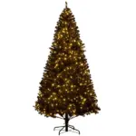 HOMCOM 7.5ft Pre Lit Christmas Tree, Flocked Artificial Tree with Realistic Branches and 500 Warm LED Lights, for Holiday Decor, Black - Image 11