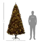 HOMCOM 7.5ft Pre Lit Christmas Tree, Flocked Artificial Tree with Realistic Branches and 500 Warm LED Lights, for Holiday Decor, Black - Image 3