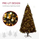 HOMCOM 7.5ft Pre Lit Christmas Tree, Flocked Artificial Tree with Realistic Branches and 500 Warm LED Lights, for Holiday Decor, Black - Image 5