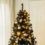 HOMCOM 7.5ft Pre Lit Christmas Tree, Flocked Artificial Tree with Realistic Branches and 500 Warm LED Lights, for Holiday Decor, Black - Image 9