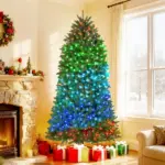 HOMCOM 7.5ft Prelit Christmas Tree with Full-Spectrum LEDs, Smart App Control, Wide Full Hinged Xmas Tree, Easy Assembly - Image 2