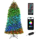 HOMCOM 7.5ft Prelit Christmas Tree with Full-Spectrum LEDs, Smart App Control, Wide Full Hinged Xmas Tree, Easy Assembly - Image 11