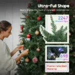 HOMCOM 7.5ft Prelit Christmas Tree with Full-Spectrum LEDs, Smart App Control, Wide Full Hinged Xmas Tree, Easy Assembly - Image 8