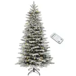 HOMCOM 7.5ft Snow Flocked Artificial Christmas Tree, Pre-Lit Christmas Tree with 500 LED Lights and 1264 Branch Tips, Green - Image 11