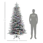 HOMCOM 7.5ft Snow Flocked Artificial Christmas Tree, Pre-Lit Christmas Tree with 500 LED Lights and 1264 Branch Tips, Green - Image 3