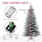 HOMCOM 7.5ft Snow Flocked Artificial Christmas Tree, Pre-Lit Christmas Tree with 500 LED Lights and 1264 Branch Tips, Green - Image 5